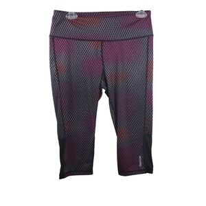 Reebok Womens Medium M‎ Capri Leggings Workout Fitness Purple Patterned